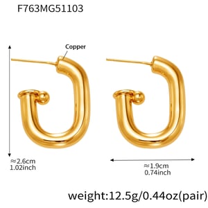 1 Pair Minimalist Annular Stainless Steel Gold Color Women's Hoop Earrings h5 Picture2