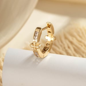 1 Piece Modern Cross Copper Zircon Unisex Hoop Earrings h5 Picture5