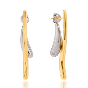 1 Pair Daily Gold&Silver Colors Stainless Steel Women's Stud Earrings h5