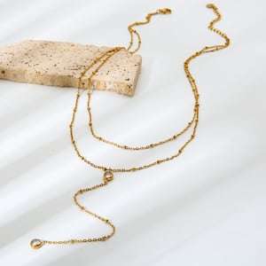 1-teilige Y-förmige Halskette aus Edelstahl in Goldfarbe mit Zirkonia h5 Bild2