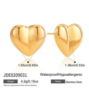 1 Pair Minimalist Heart Stainless Steel Gold Color Women's Stud Earrings h5 Picture2