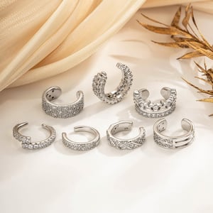 Boucles d'oreilles à clip pour femme, design complexe, en cuivre et zircon (1 pièce) h5 Image4