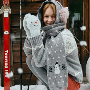 1 Piece Snowmen Double-faced Wool Women's Winter Scarves h5 Picture2