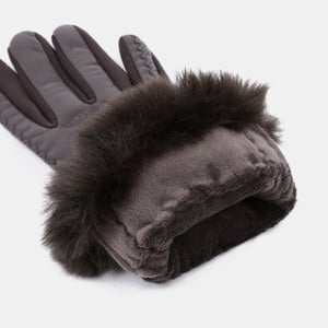 1 paire de gants pour femmes en peluche PU de couleur unie simple h5 Image6