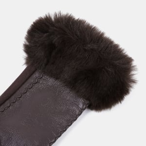 1 paire de gants pour femmes en peluche PU de couleur unie simple h5 Image5