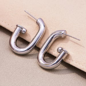 1 Pair Minimalist Annular Stainless Steel Gold Color Women's Hoop Earrings h5 Picture6