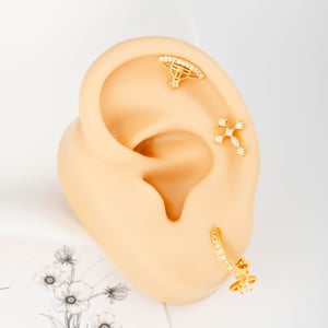 Boucles d'oreilles piercing femme Planet en cuivre et zircon (1 pièce) h5 Image5