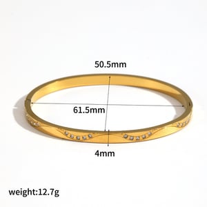 Bracelet classique en acier inoxydable doré orné de strass (1 pièce) h5