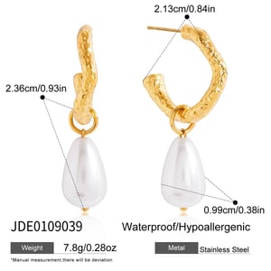 1 Pair Graceful Stainless Steel Gold Color Women's Drop Earrings h5 Picture2