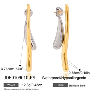 1 Pair Daily Gold&Silver Colors Stainless Steel Women's Stud Earrings h5 Picture2