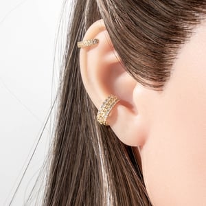 Boucles d'oreilles à clip pour femme, design complexe, en cuivre et zircon (1 pièce) h5 Image5