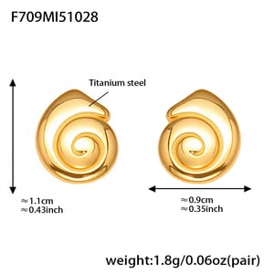 1 Çift Vortex Paslanmaz Çelik Altın Rengi Kadın Küpe h5 Resim2