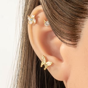 Boucles d'oreilles papillon en cuivre et zircon pour femme (1 pièce) h5 Image5