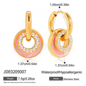 1 Pair Radiant Double Circle Stainless Steel Gold Color Women's Drop Earrings h5 Picture2