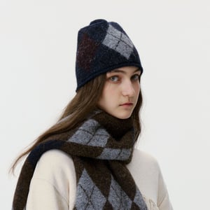 1 stuk klassieke Argyle wollen gebreide damesmutsen h5 Afbeelding4