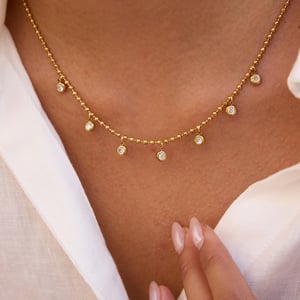 1 Piece Daily Droplet Stainless Steel Gold Color Zircon Women's Pendant Necklaces h5 Picture3