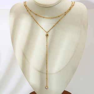 1-teilige Y-förmige Halskette aus Edelstahl in Goldfarbe mit Zirkonia h5 Bild4