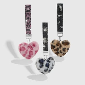 1 Piece Retro Heart Leopard Plush Ball Bag Charm h5 Picture3