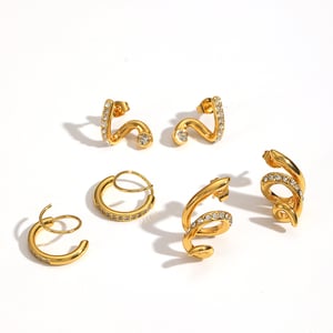 1 paire de boucles d&#39;oreilles à clous en acier inoxydable doré de forme irrégulière et ornées de strass h5 Image3