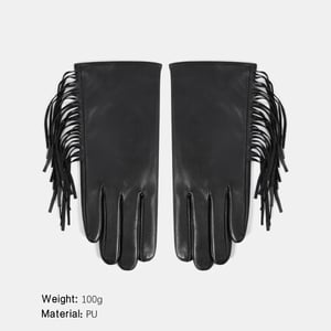 1 Paar Damenhandschuhe aus PU im Punk-Stil mit Quasten h5