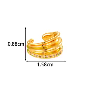 Boucles d'oreilles à clip pour femme, forme irrégulière moderne, en cuivre et zircon (1 pièce). h5 Image2