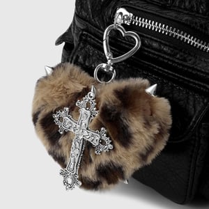 1 Piece Retro Heart Leopard Pattern Cross Bag Charm h5 Picture3