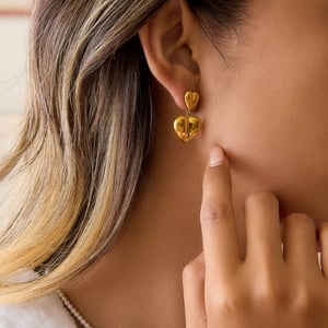 1 Pair Romantic Heart Stainless Steel Gold Color Women's Drop Earrings h5 Picture5