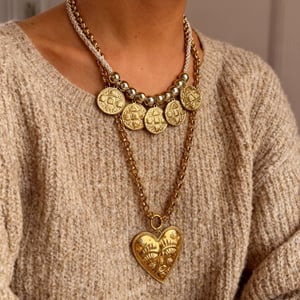 Collana con ciondolo a forma di cuore color oro da 1 pezzo h5 Immagine3