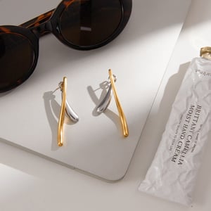 1 Pair Daily Gold&Silver Colors Stainless Steel Women's Stud Earrings h5 Picture6