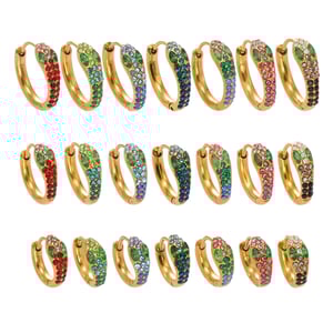 1 Pair Glamorous Zircon Snake Stainless Steel Gold Color Women's Hoop Earrings h5 Picture5