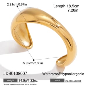1 Piece Irregular Shape Stainless Steel Gold Color Women's Cuff Bracelets h5 Picture2