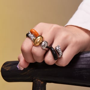 1 Adet Günlük Düzensiz Kalın Şekilli Titanyum Çelik Altın Renkli Gösterişli Yüzükler h5 Resim4