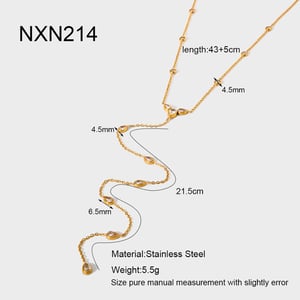 Elegante Y-förmige Halskette aus Edelstahl in Goldfarbe mit Zirkonia-Anhänger h5 
