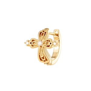 1 Piece Glamorous Cross Copper Zircon Women's Hoop Earrings h5