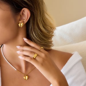 1 Pair Minimalist Heart Stainless Steel Gold Color Women's Stud Earrings h5 Picture3