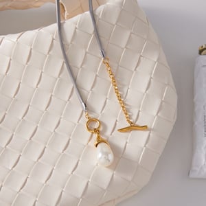 1 Piece Gorgeous Droplet Stainless Steel Gold Color Women's Pendant Necklaces h5 Picture5