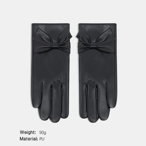 1 Paar PU-Damenhandschuhe mit Schleifenknoten h5