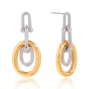 1 Pair Circle Mixed Gold&Silver Colors Stainless Steel Women's Drop Earrings h5