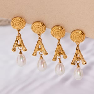 Boucles d&#39;oreilles pendantes classiques en forme de lettre A, en acier inoxydable doré, pour femme (1 paire). h5 Image3