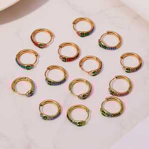 1 Pair Glamorous Zircon Snake Stainless Steel Gold Color Women's Hoop Earrings h5 Picture2