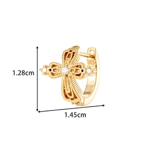 1 Piece Glamorous Cross Copper Zircon Women's Hoop Earrings h5 Picture2