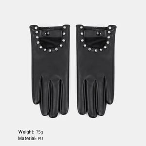 1 paire de gants pour femmes en PU ajouré, couleur unie, style punk h5 