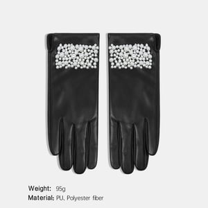 1 paire de gants élégants unis à perles pour femmes h5 