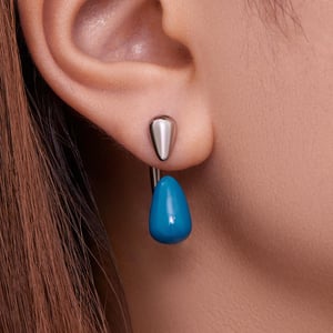 1 paire de boucles d&#39;oreilles puces en acier inoxydable doré brillant en forme de goutte pour femme h5 Image5