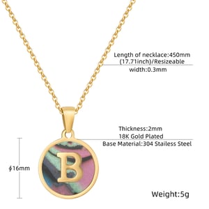 1 Piece Classic Letter Stainless Steel Gold Color Shell Women's Pendant Necklaces h5 Picture4