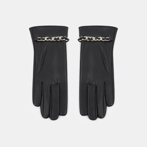 1 paire de gants pour femmes en PU à chaîne de couleur unie h5 Image2