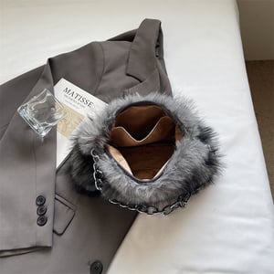 Sac à main femme en fourrure, color block, polyvalent et tendance (1 pièce) h5 Image4