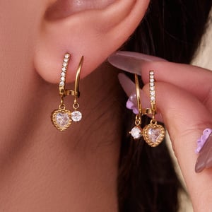 Boucles d&#39;oreilles pendantes pour femme, en acier inoxydable doré avec zircon, ornées d&#39;une étoile brillante (1 paire). h5 Image4