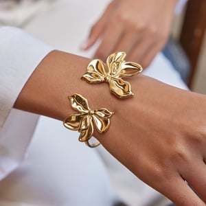 Sophisticated Flower Stainless Steel Gold Color Women's Jewelry Sets h5 Picture6