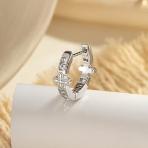 1 Piece Modern Cross Copper Zircon Unisex Hoop Earrings h5 Picture6